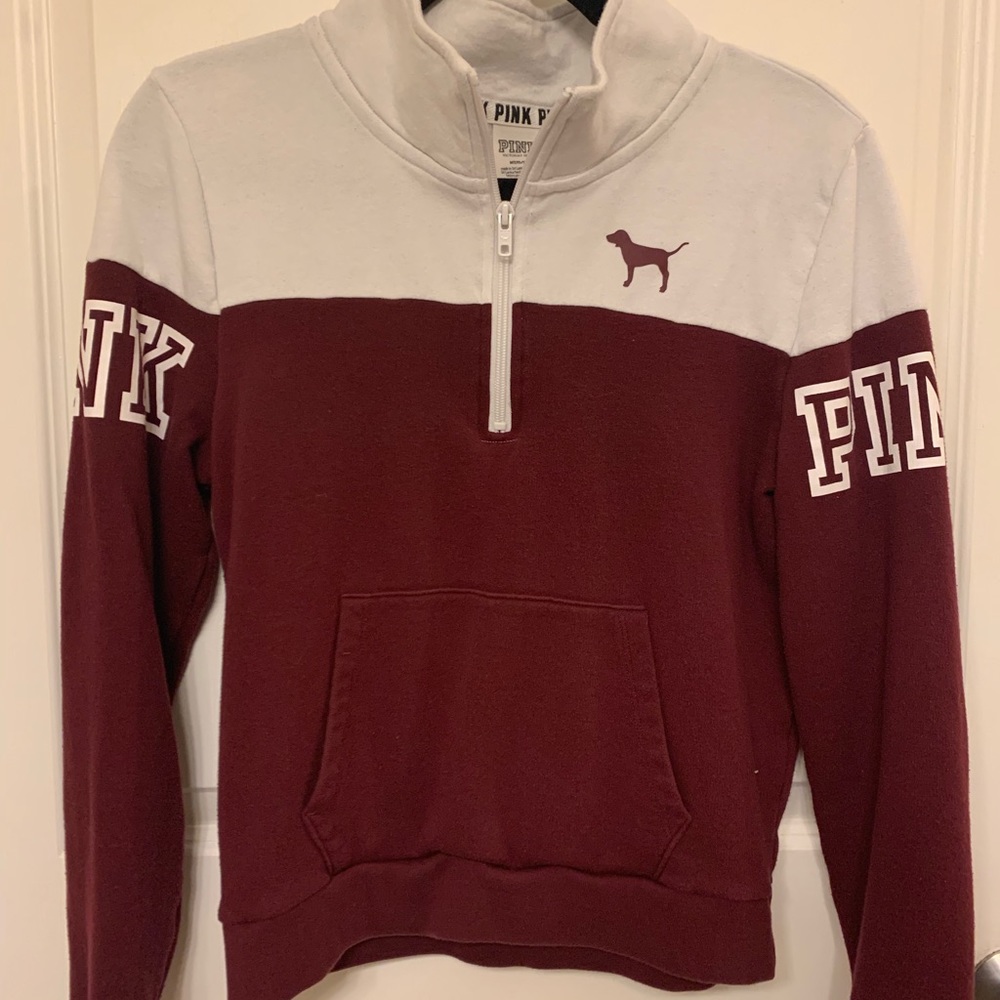 PINK Burgundy Quarter Zip